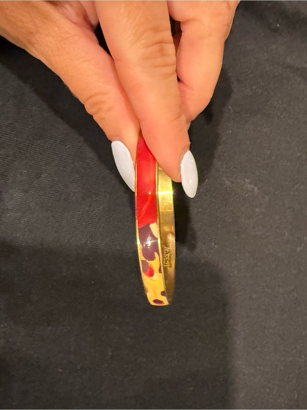 J. Crew Gold Bangle with Red and Yellow Enamel Accents